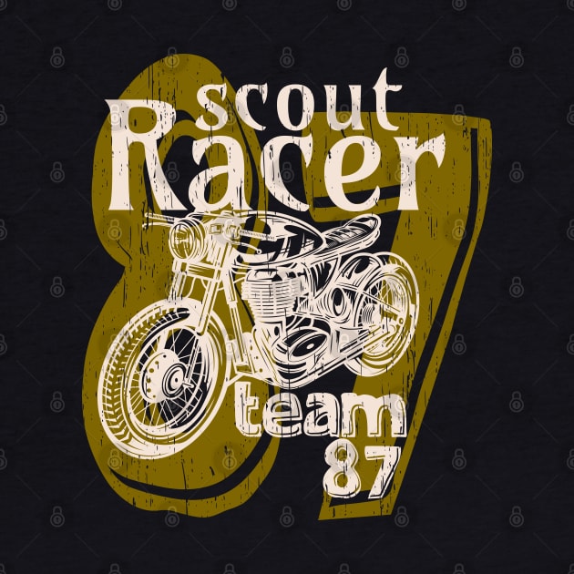 Scout Racer motors black racing motorcycle vintage retro distressed by SpaceWiz95